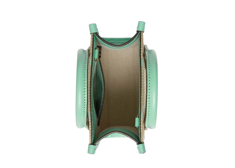 【GUCCI 】Jumbo GG Logo Mini Tote Bag BEIGE MINT Gucci Green/Beige Jumbo GG Canvas/Leather Mini Interlocking
