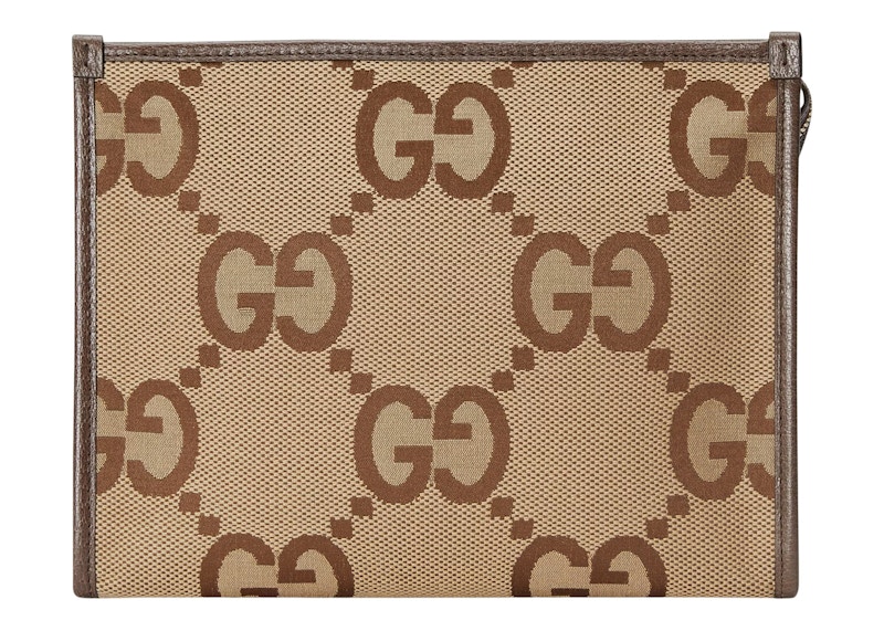 Gucci Jumbo GG Pouch Pouch Camel/Ebony