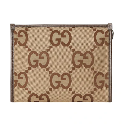 Gucci Jumbo GG Pouch Pouch Camel/Ebony