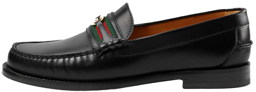 Gucci黑色皮革G互扣绿色红色织带乐福鞋 644724-17X10-1060 Buy Gucci黑色皮革G互扣绿色红色织带乐福鞋 644724-17X10-1060