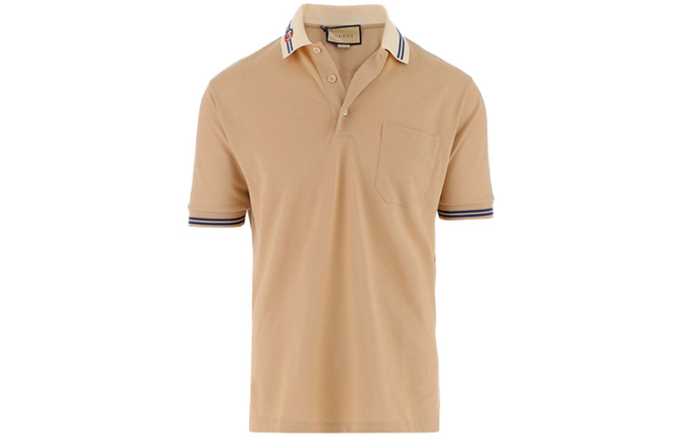 Gucci Khaki Cotton Pique Polo Shirt with Striped Collar 658067-XJDI2-2219