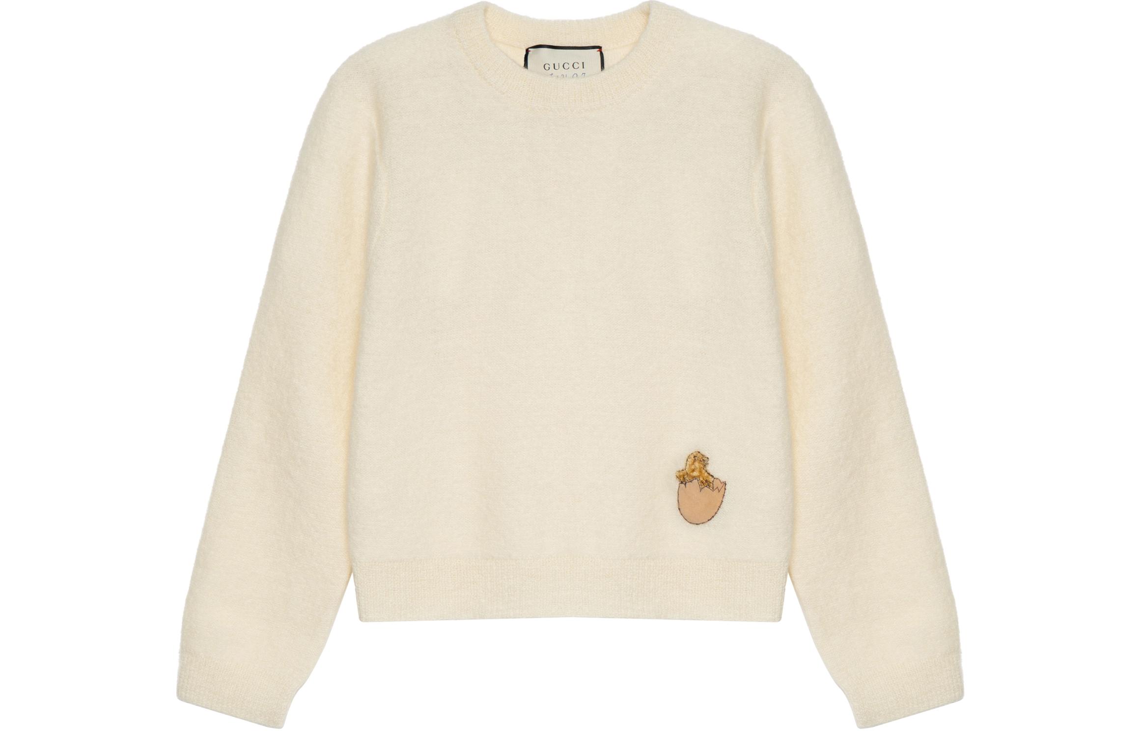 GUCCI Khaki Knit Wool Short Sweater with Embellishments 633617-XKBLY-9500