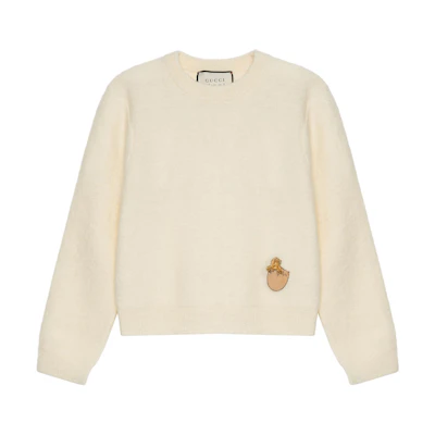 GUCCI Khaki Knit Wool Short Sweater with Embellishments 633617-XKBLY-9500