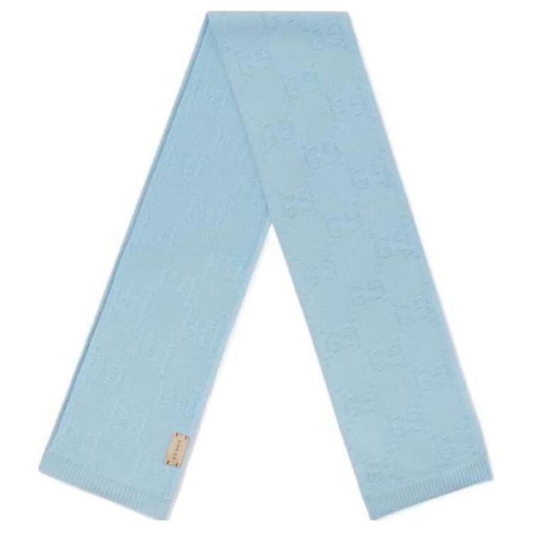 GUCCI Kids Blue Wool Knit Scarf Solid Design. 7017104K2064800