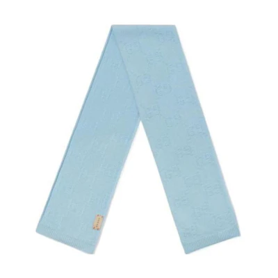 GUCCI Kids Blue Wool Knit Scarf Solid Design. 7017104K2064800