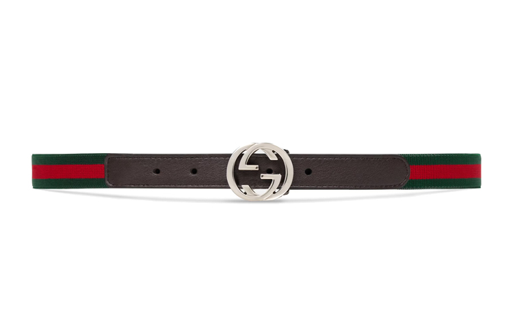 GUCCI Kids Double G Leather Web Belt Green Red 2cm. 258155-HAEEJ-2061 圖 2