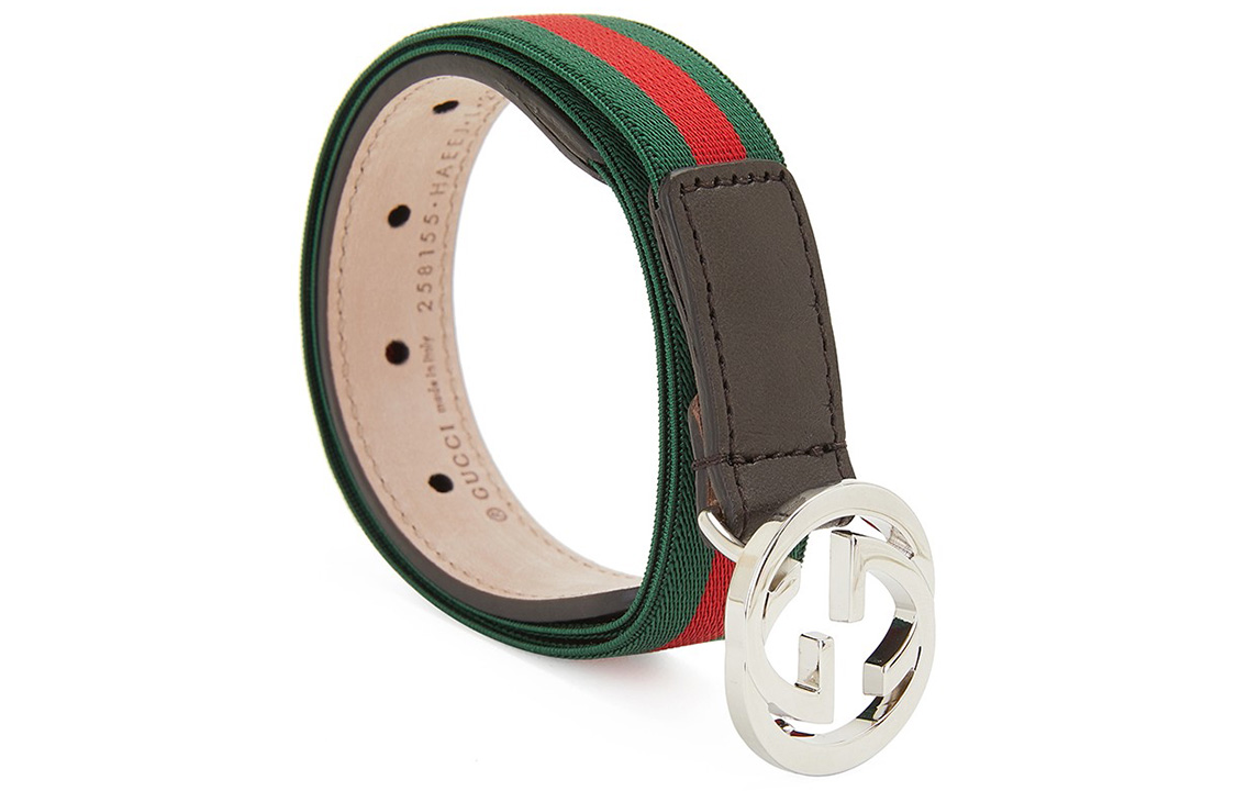GUCCI Kids Double G Leather Web Belt Green Red 2cm. 258155-HAEEJ-2061 圖 4