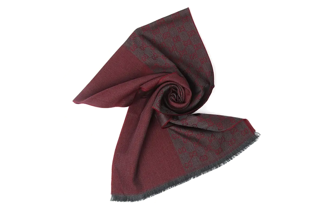 Purchase GUCCI Knit Fringe Wool Scarf Deep Red Unisex Couple Style Winter Accessory 344994-4G200-1273