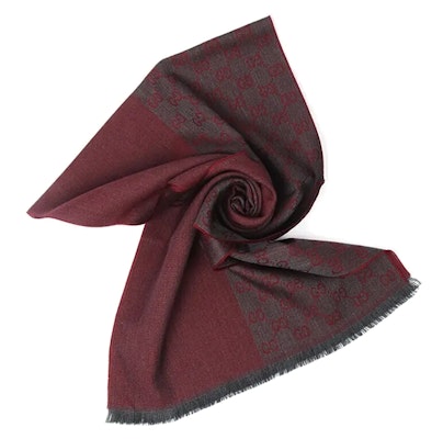 GUCCI Knit Fringe Wool Scarf Deep Red Unisex Couple Style Winter Accessory 344994-4G200-1273 Purchase GUCCI Knit Fringe Wool Scarf Deep Red Unisex Couple Style Winter Accessory 344994-4G200-1273