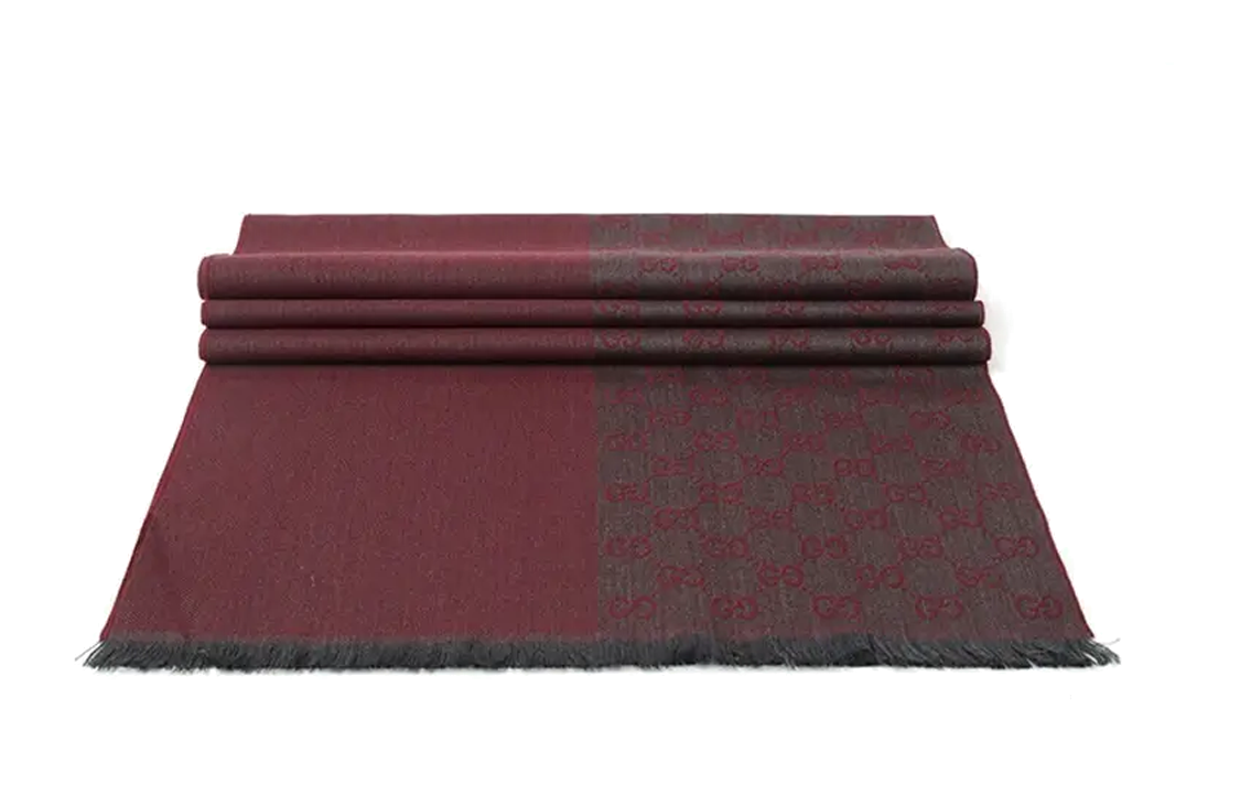 Details for GUCCI Knit Fringe Wool Scarf Deep Red Unisex Couple Style Winter Accessory 344994-4G200-1273