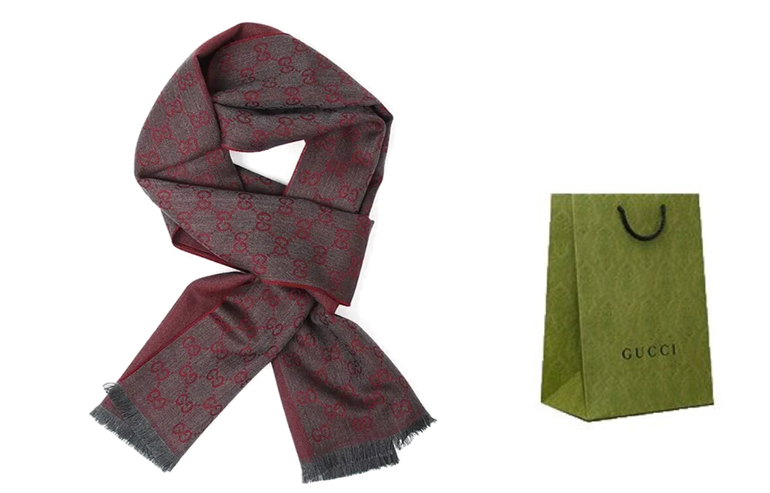 Cheap GUCCI Knit Fringe Wool Scarf Deep Red Unisex Couple Style Winter Accessory 344994-4G200-1273