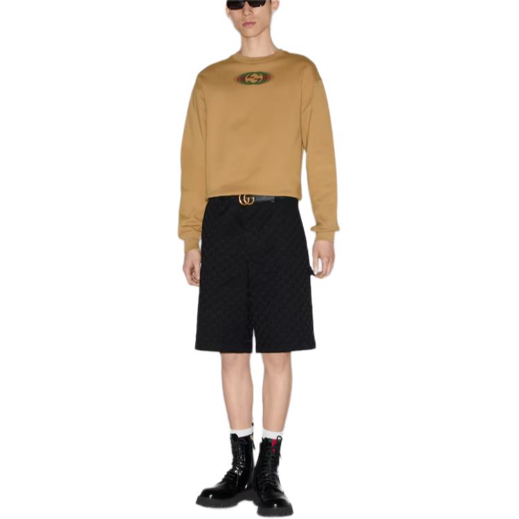 Lookbook GUCCI ニット オーバーサイズ クルーネック プルオーバー スウェットシャツ キャメル 784413-XJGP7-2293