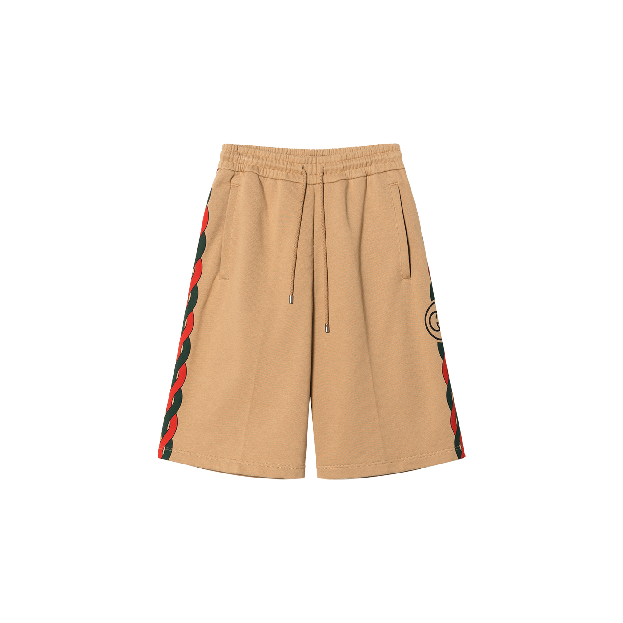 Gucci Lace-Up Casual Straight-Fit Shorts Camel Color 693049-XJD7R-8011