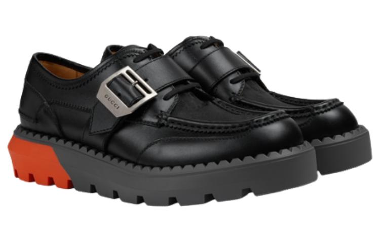 Order グッチ レースアップ オレンジブラック バックルシューズ 739868-AABZ0-1000