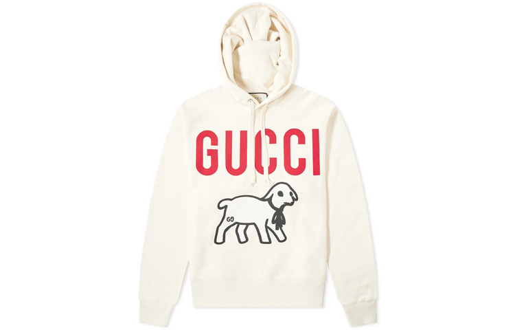 Gucci Lamb Print Hoodie in Off-White 569828-XJBTQ-9230