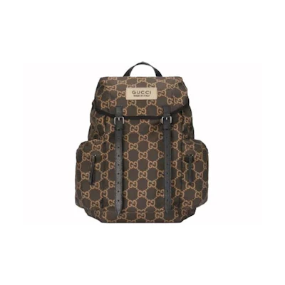 Gucci Large GG Polyester Backpack Ebony/Beige