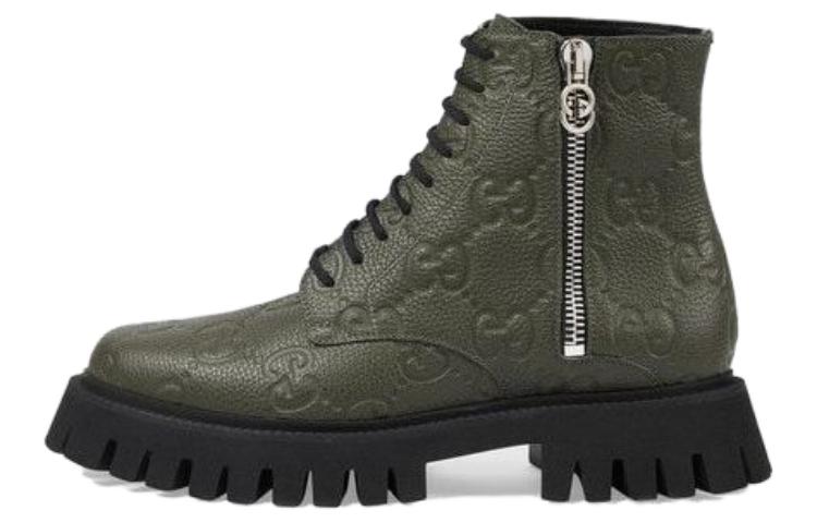 Gucci Leather Ankle Boot 'GG Monogram - Dark Vintage Olive' 699584-AACJC-3346