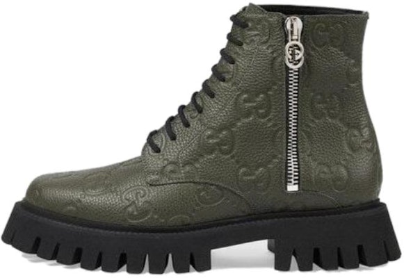 Gucci Leather Ankle Boot 'GG Monogram - Dark Vintage Olive' 699584-AACJC-3346 Buy Gucci Leather Ankle Boot 'GG Monogram - Dark Vintage Olive' 699584-AACJC-3346