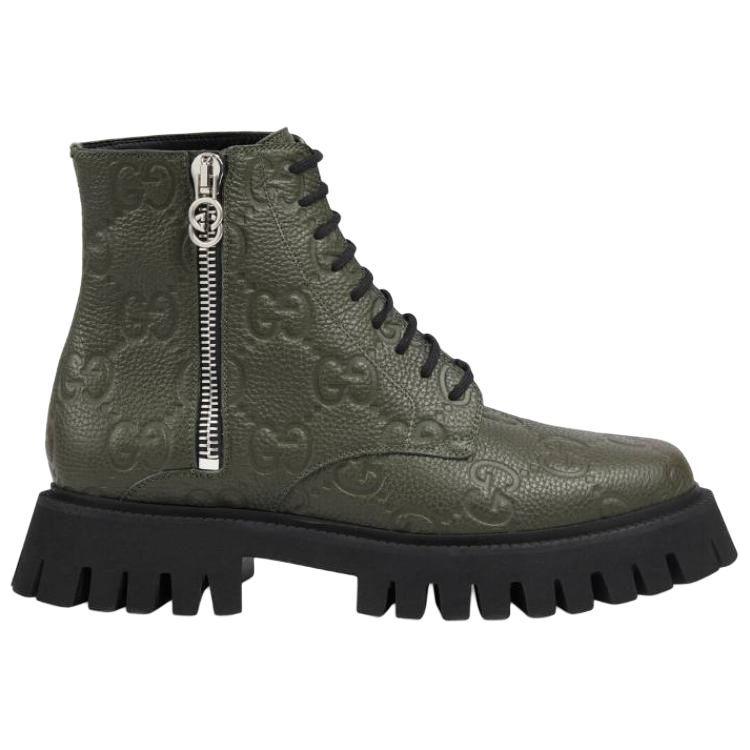 Order Gucci Leather Ankle Boot 'GG Monogram - Dark Vintage Olive' 699584-AACJC-3346