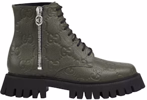 Order Bota de Cuero Gucci Tobillera 'GG Monograma - Oliva Vintage Oscuro' 699584-AACJC-3346