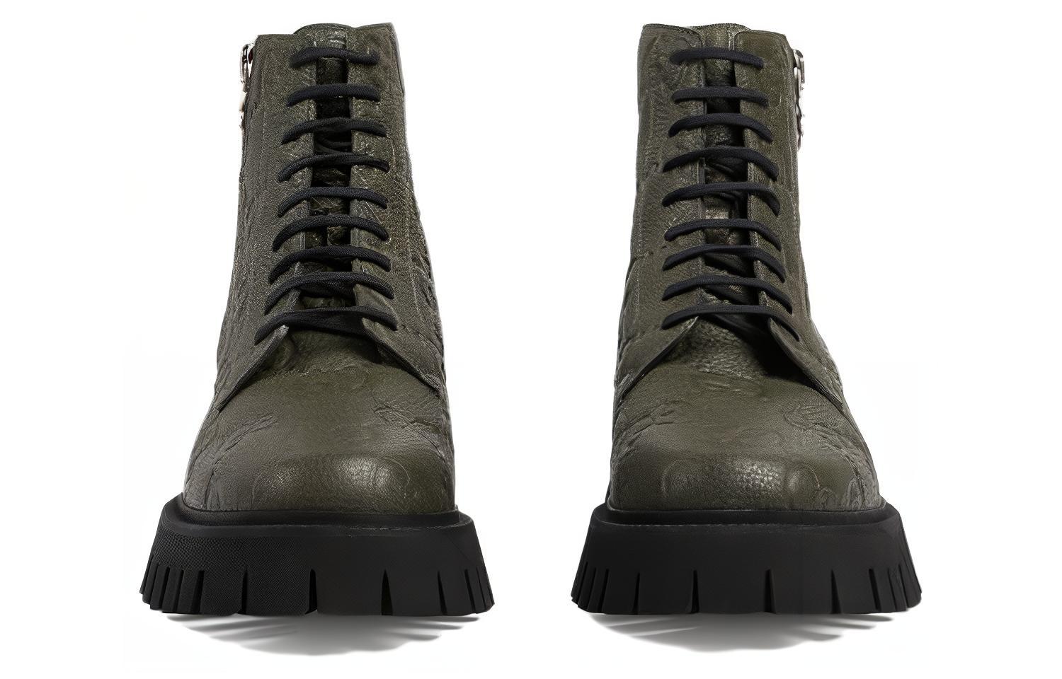 Shop Gucci Leather Ankle Boot 'GG Monogram - Dark Vintage Olive' 699584-AACJC-3346