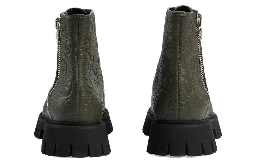 Purchase Gucci Leather Ankle Boot 'GG Monogram - Dark Vintage Olive' 699584-AACJC-3346