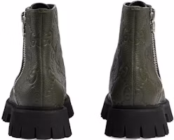 Purchase Bota de Cuero Gucci Tobillera 'GG Monograma - Oliva Vintage Oscuro' 699584-AACJC-3346