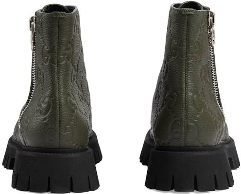 GUCCI古馳 皮革 舒適休閒 短靴 4cm 男款 深綠色 Purchase GUCCI古馳 皮革 舒適休閒 短靴 4cm 男款 深綠色