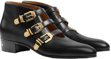 Lookbook 古馳 GUCCI 黑色皮革短靴