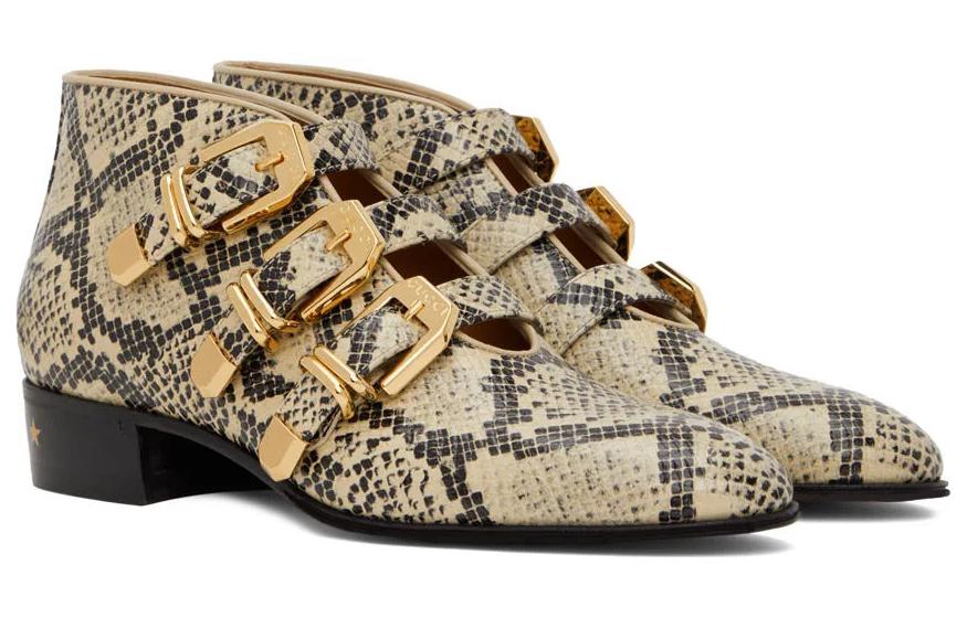 Lookbook Gucci Leather Ankle Boots 'Brown Buckle' 699103-19Y50-9719