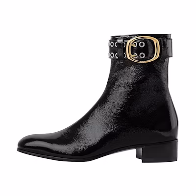 Gucci Leather Ankle Boots with Side Zip 'Black'