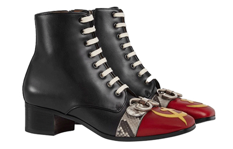 Order Gucci Leder Stiefeletten mit Seitlichem Reißverschluss ''Schwarz'' 483937-DX040-6469