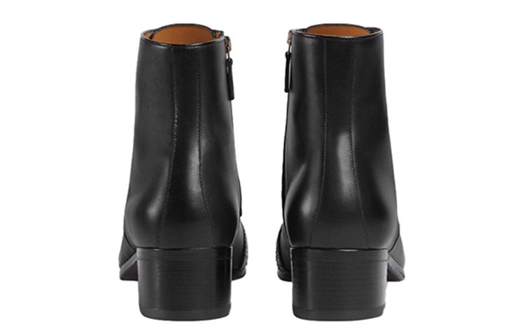 Shop Gucci Leder Stiefeletten mit Seitlichem Reißverschluss ''Schwarz'' 483937-DX040-6469