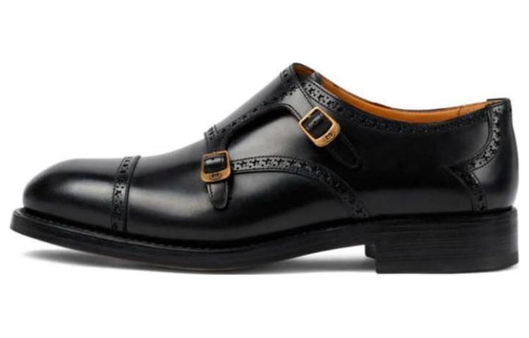 GUCCI Leather Black Casual Shoes for Men with Gold Accents 739778 0GQ00 1000