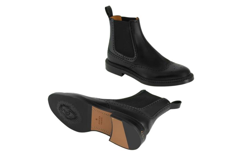 Sizing Gucci Leren Chelsea Boots ''Zwarte Modieuze Instapper'' 699495-0GQ70-1000