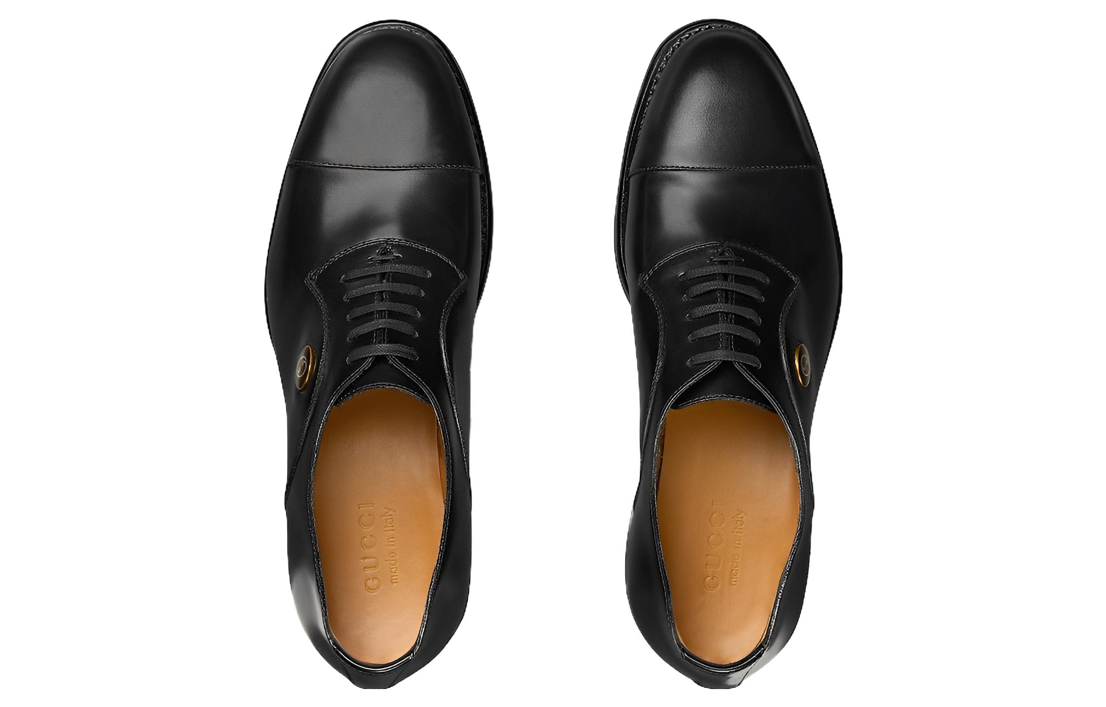 Shop Gucci Derby in Pelle Nera ''Black'' 762200-0GQ00-1000