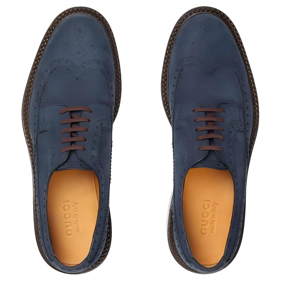 Shop Gucci Derby in Pelle ''Blu'' 669830-CJX00-4009