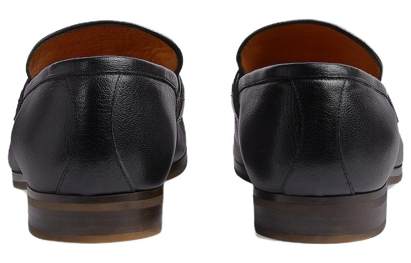 Gucci Leather Grosgrain Trim Dress Loafers 'Black Red' 圖 4