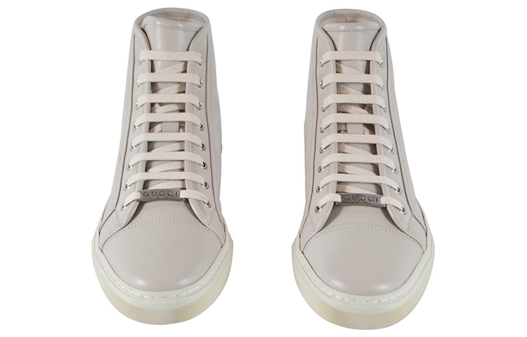 Shop 古驰皮革高帮鞋 '神秘白' 423300-A9L00-9022