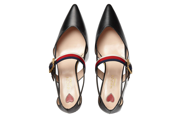 Shop Gucci Leather High Heel 'Fashion Buckle' 460114-CQXS0-1183