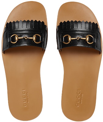 グッチ ホースビット レザー スリッパ (黒/茶) 510100-D3V00-1000 Lookbook グッチ ホースビット レザー スリッパ (黒/茶) 510100-D3V00-1000