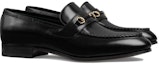 Lookbook Gucci Loafer Kulit Horsebit 'Keselesaan Hitam' 757765-AACFH-1000