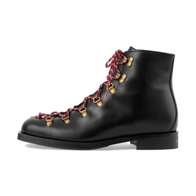 Gucci Leather Lace-Up Ankle Boots 'Black'