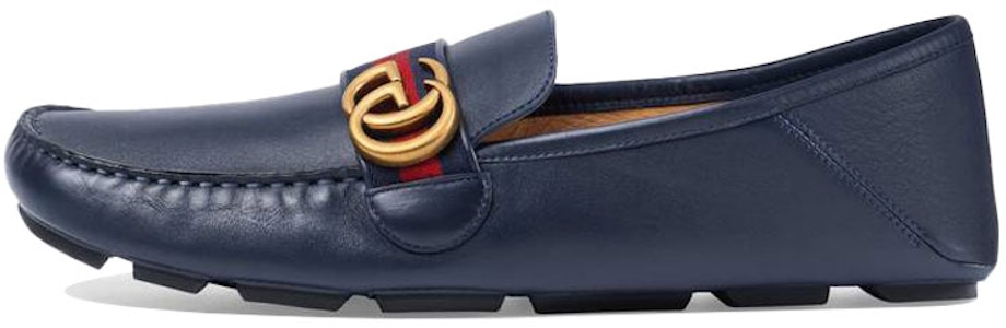 GUCCI古馳 雙G系列 牛皮 条纹织带 樂福鞋 男款 藍色 Buy GUCCI古馳 雙G系列 牛皮 条纹织带 樂福鞋 男款 藍色