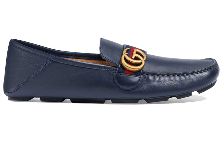 Order GUCCI古馳 雙G系列 牛皮 条纹织带 樂福鞋 男款 藍色