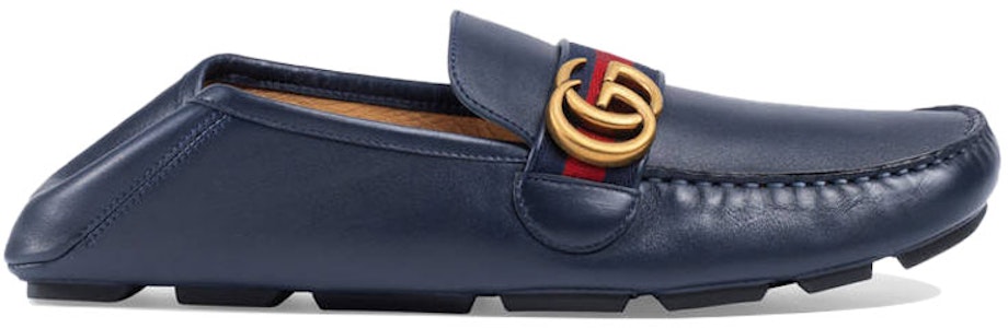 GUCCI古馳 雙G系列 牛皮 条纹织带 樂福鞋 男款 藍色 Lookbook GUCCI古馳 雙G系列 牛皮 条纹织带 樂福鞋 男款 藍色