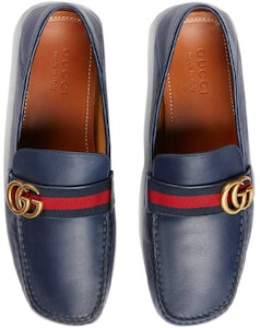 GUCCI古馳 雙G系列 牛皮 条纹织带 樂福鞋 男款 藍色 Purchase GUCCI古馳 雙G系列 牛皮 条纹织带 樂福鞋 男款 藍色