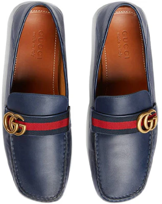 GUCCI古馳 雙G系列 牛皮 条纹织带 樂福鞋 男款 藍色 Purchase GUCCI古馳 雙G系列 牛皮 条纹织带 樂福鞋 男款 藍色