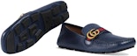 Sizing GUCCI古馳 雙G系列 牛皮 条纹织带 樂福鞋 男款 藍色