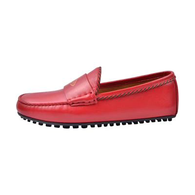 Gucci Leather Loafers with Bee Pattern 'Red'